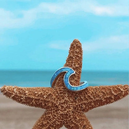 Vandens bangų žiedas iš Opalo ir Sidabro