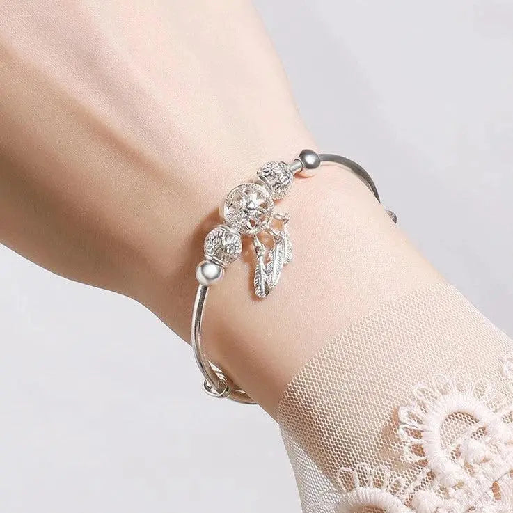 Reguliuojamas apyrankės su trigubo lapo pakabutais iš 925 sterling silver