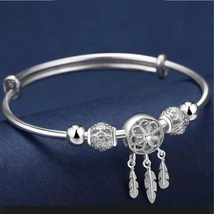 Reguliuojamas apyrankės su trigubo lapo pakabutais iš 925 sterling silver