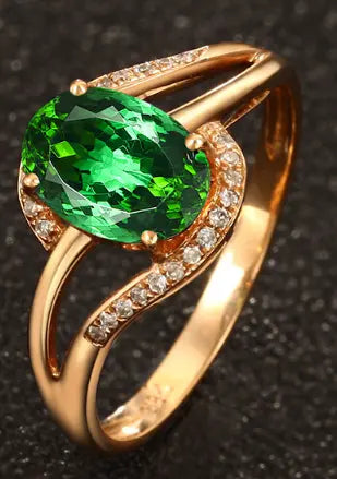 Vintažinis granatų krištolo cirkonio auksinė žiedas